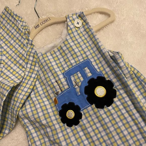 Other - Smocked tractor bubble outfit with hat